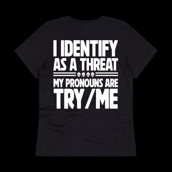 I Identify as a Threat Tee – Savage Humor T-Shirt - Thread Project Womens Eden V-Neck Tee Thumbnail